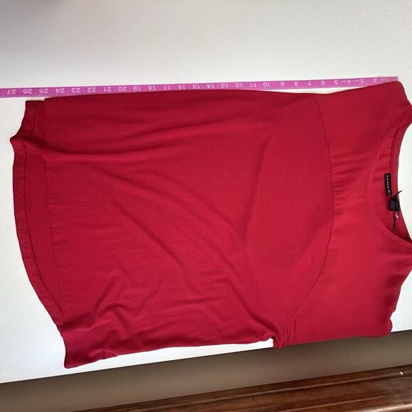 NEW Tahari Red Tunic Top L Semi Sheer Accents Flowy Stretch Versatile Transition - Picture 8 of 8